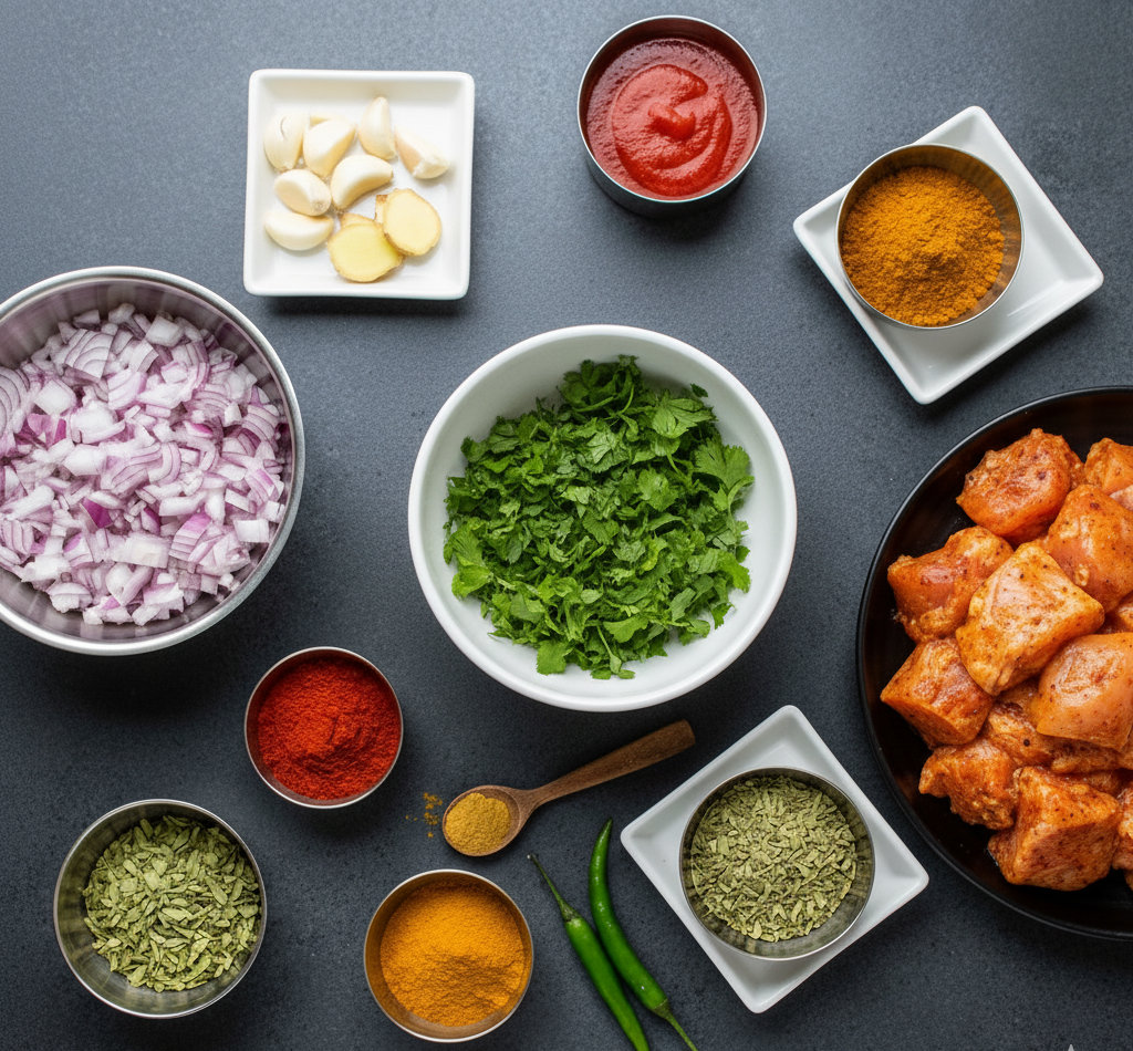 Ingredients for Chicken Chilli Garlic Curry